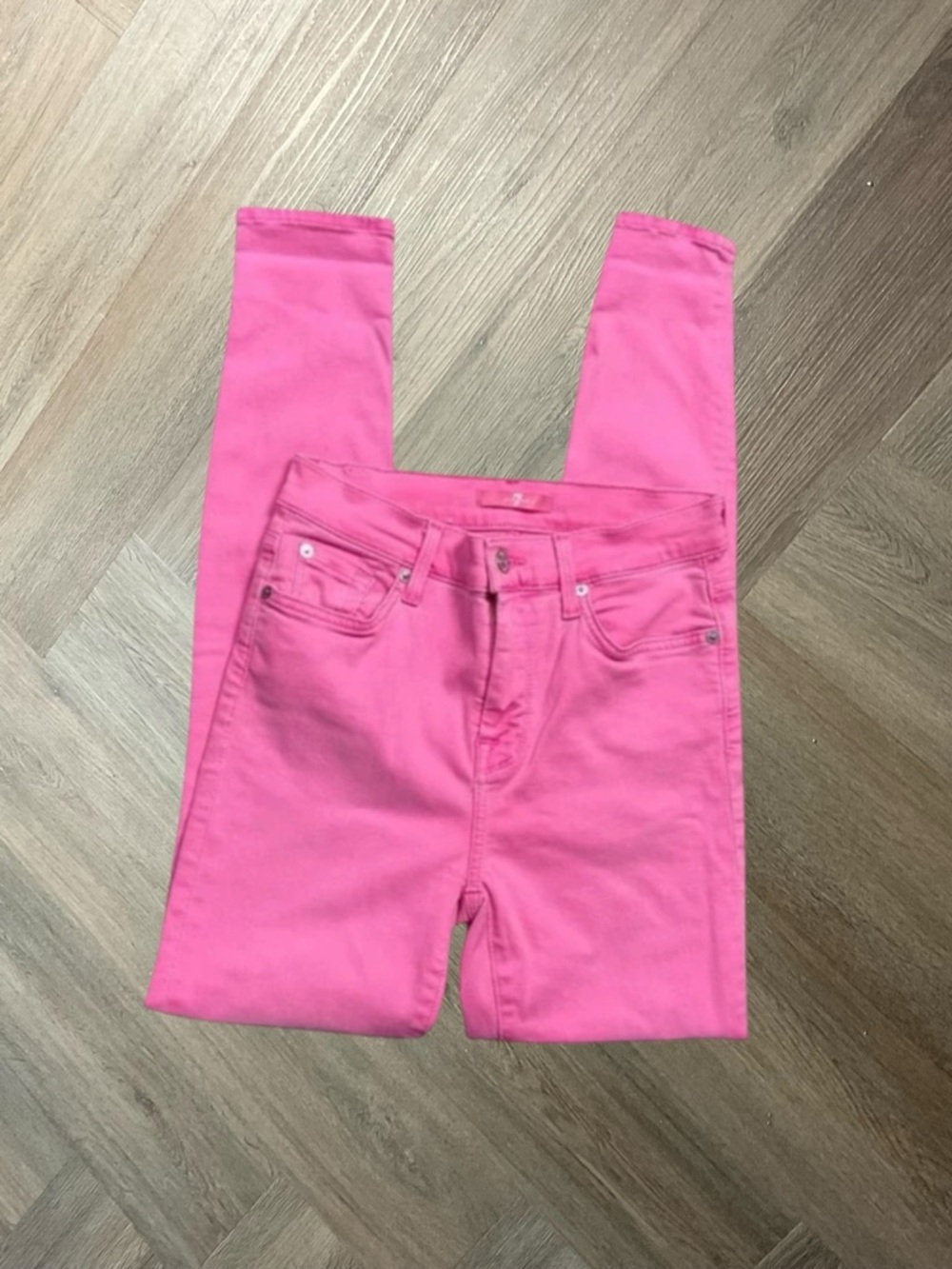 7 For All Mankind Ankle Skinny Jeans Womens 26 Hot Pink Barbie Coquette Boho